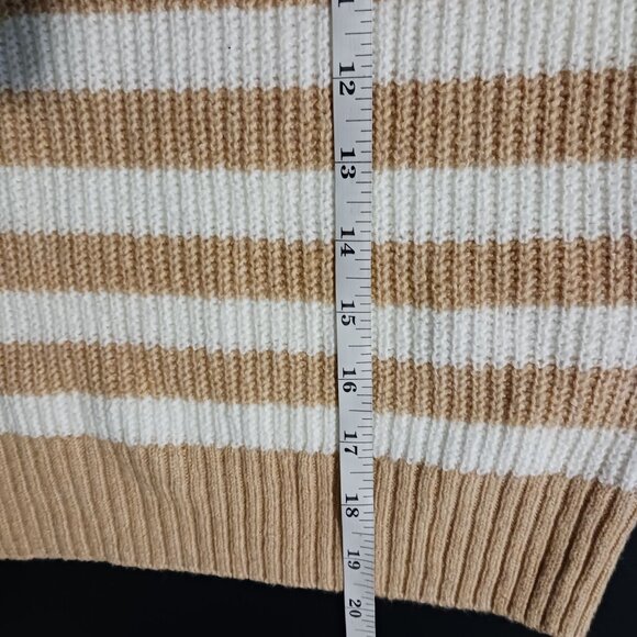 NEW American Eagle Henley Collared Tan/White Striped Sweater Size‎ XS Preppy - Picture 9 of 9